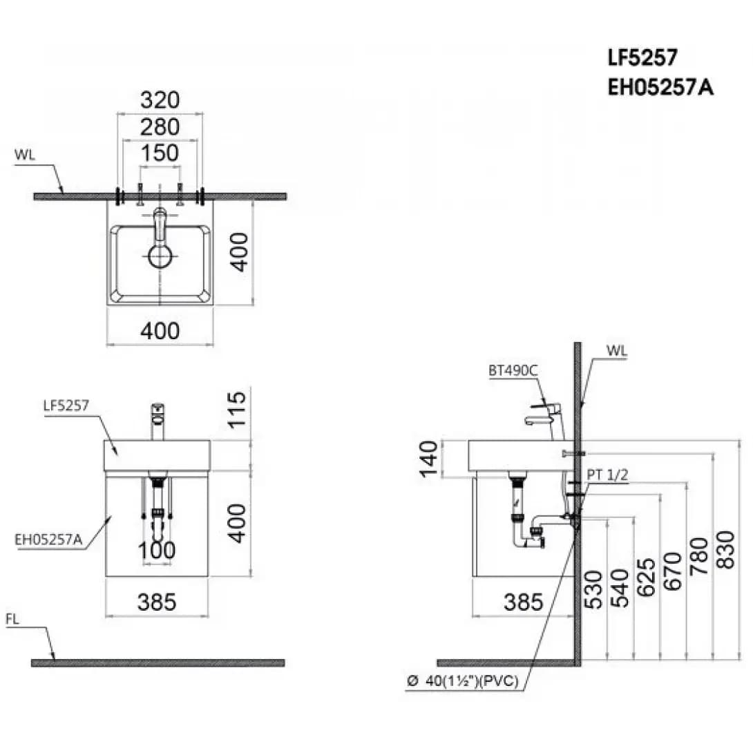Tủ Lavabo Caesar Treo Tường EH05257AWV