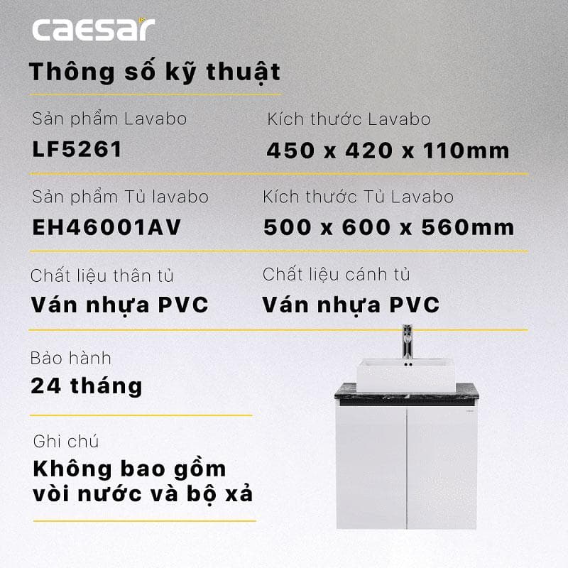 Tủ lavabo CAESAR LF5261 + EH46001AV