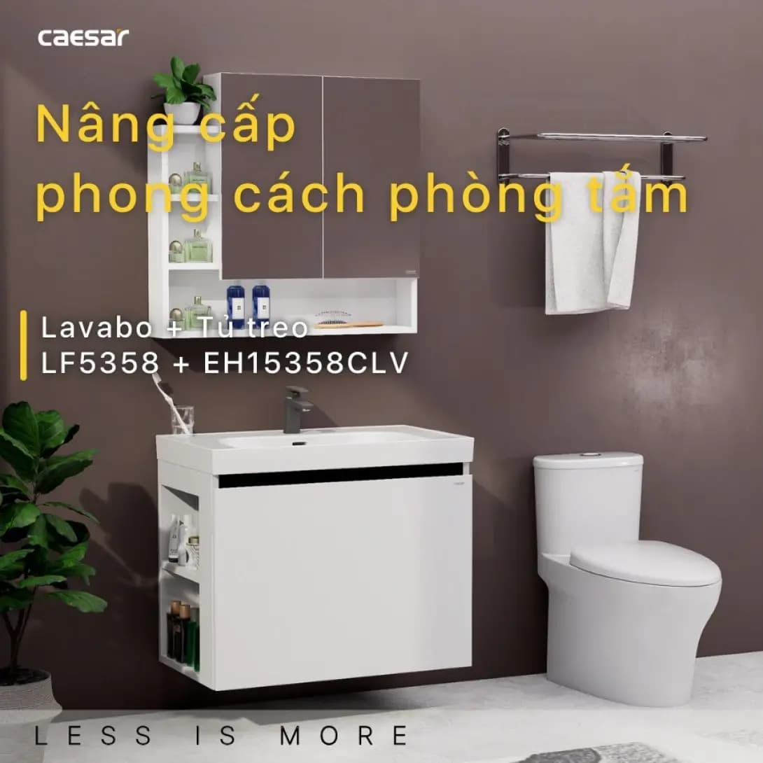 Bộ Tủ Lavabo Caesar LF5358 + EH15358CLV Treo Tường