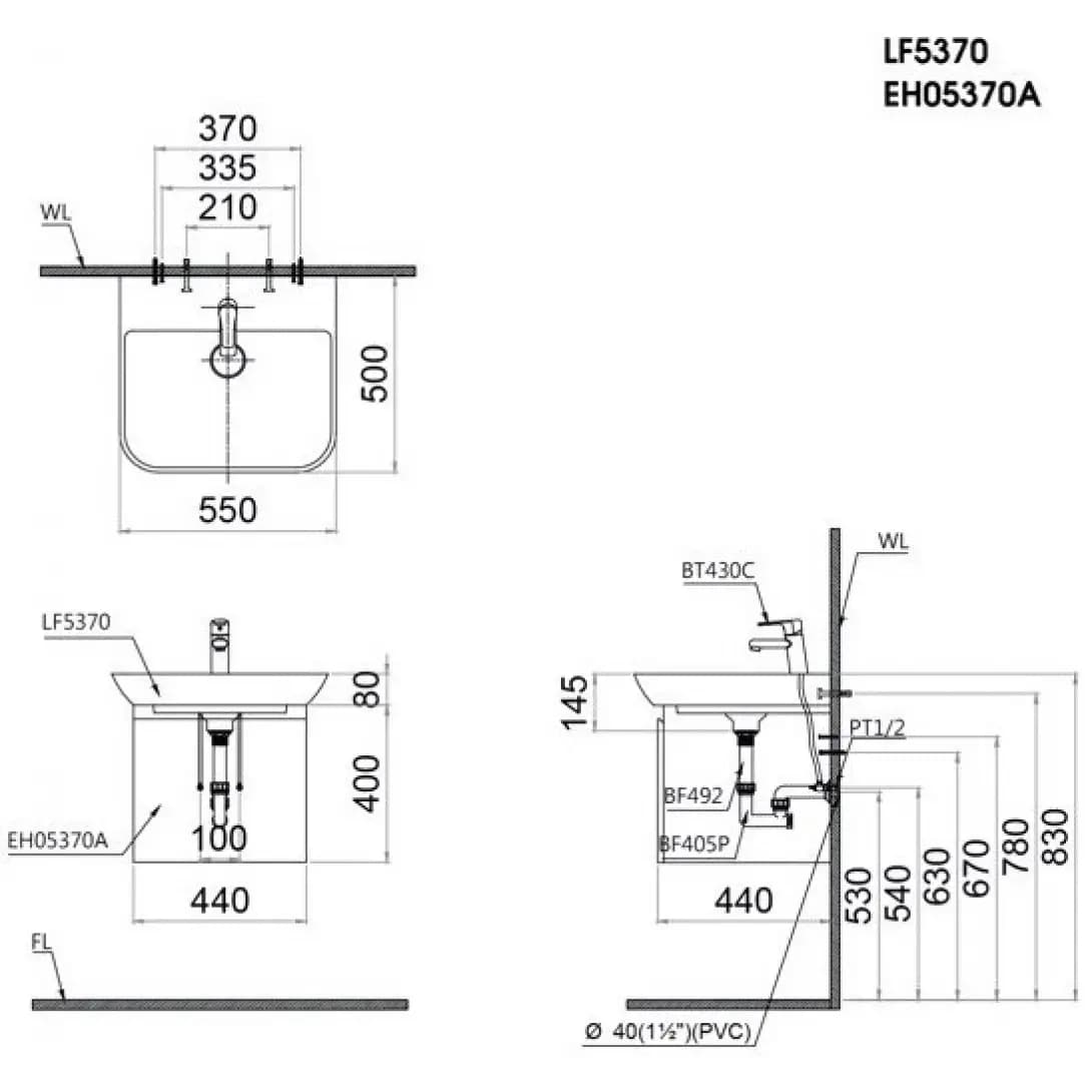Tủ Lavabo Caesar Treo Tường EH05370AV