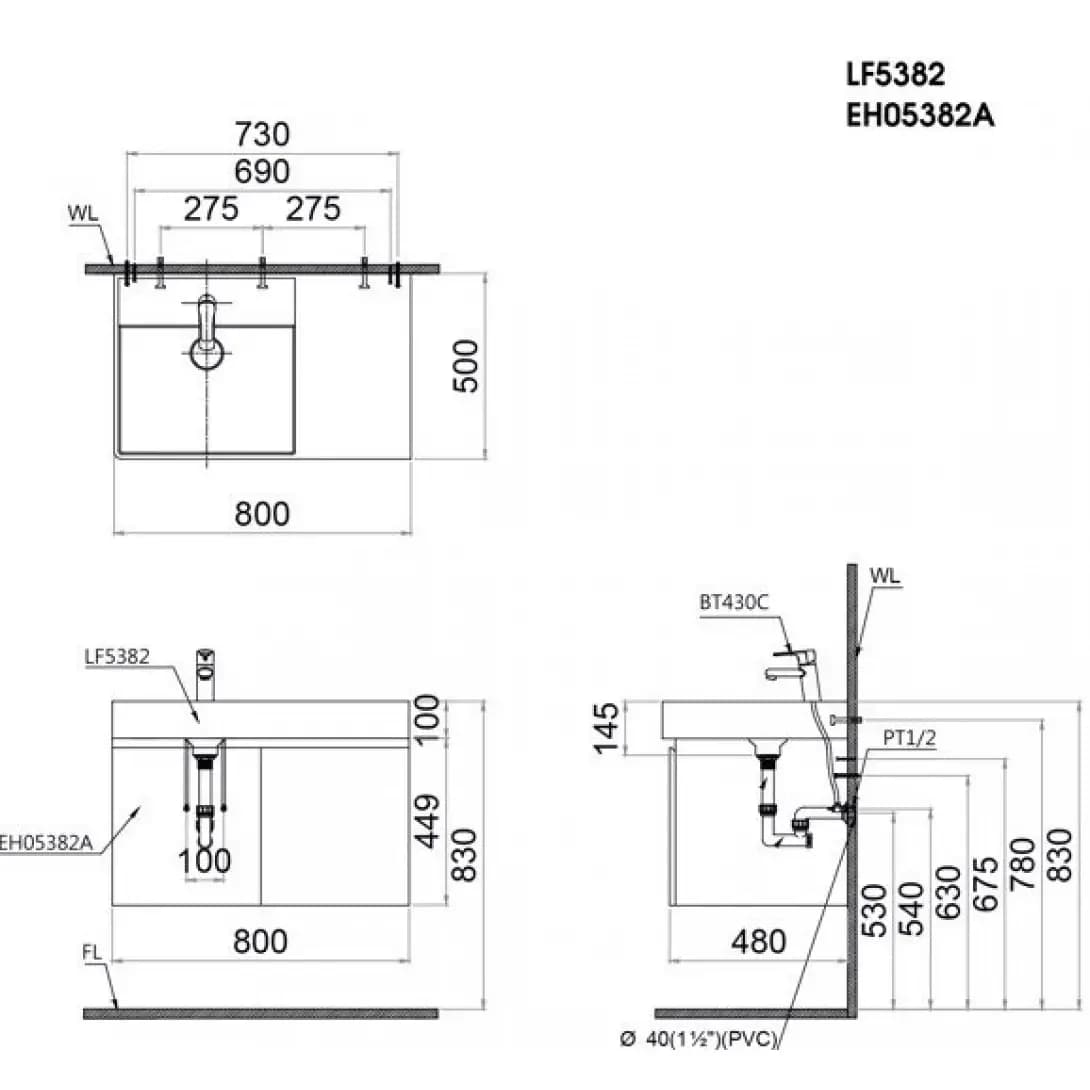 Tủ Lavabo Caesar Treo Tường EH05382AV