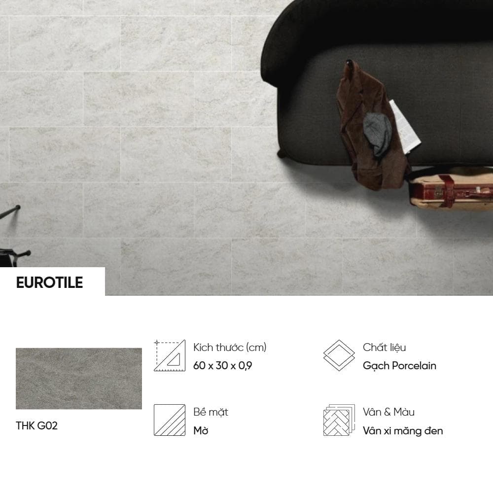 Gạch ốp lát Việt Nam Eurotile Vân xi măng THK G02