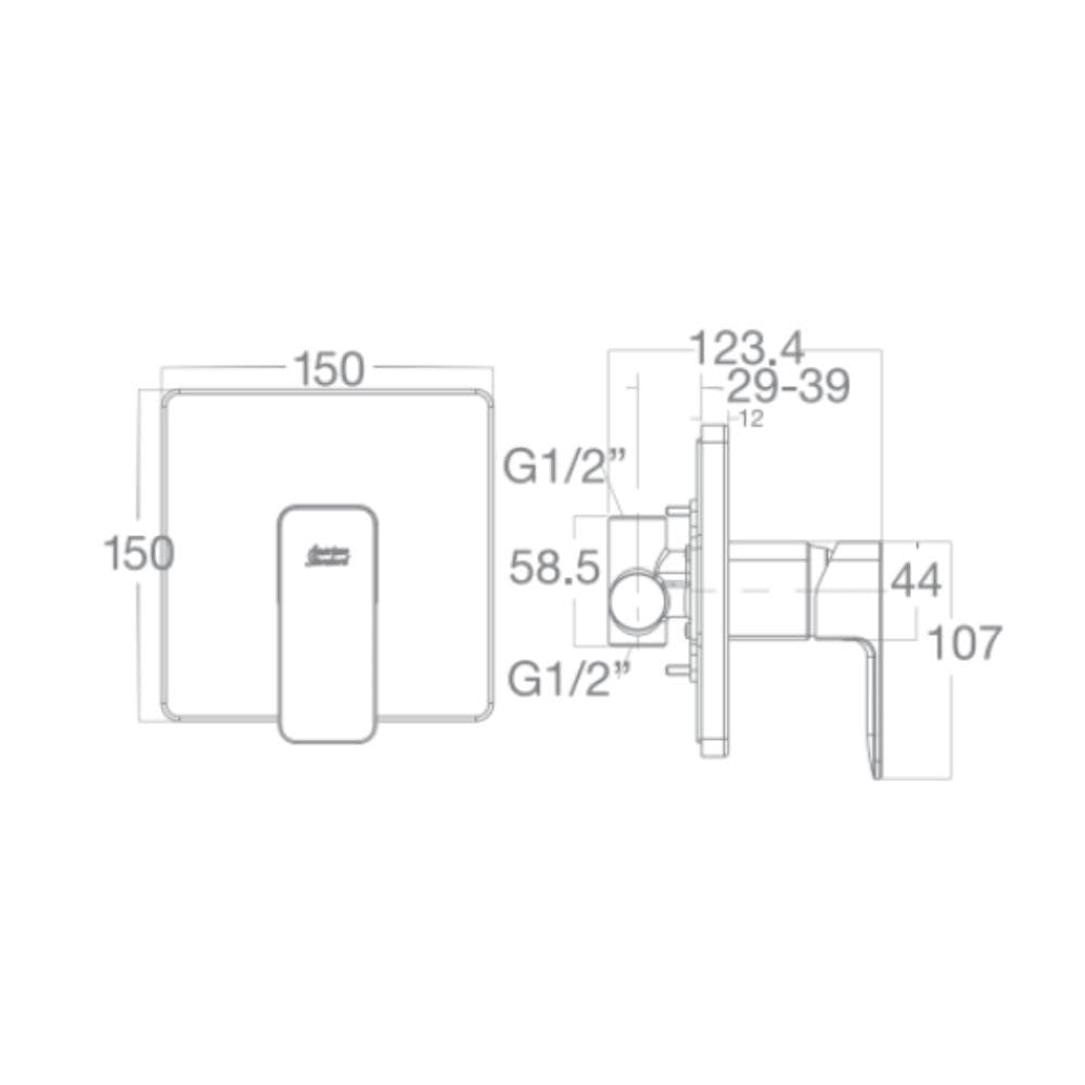 Vòi Sen Âm Tường American Standard WF-1322BHG Màu Xám