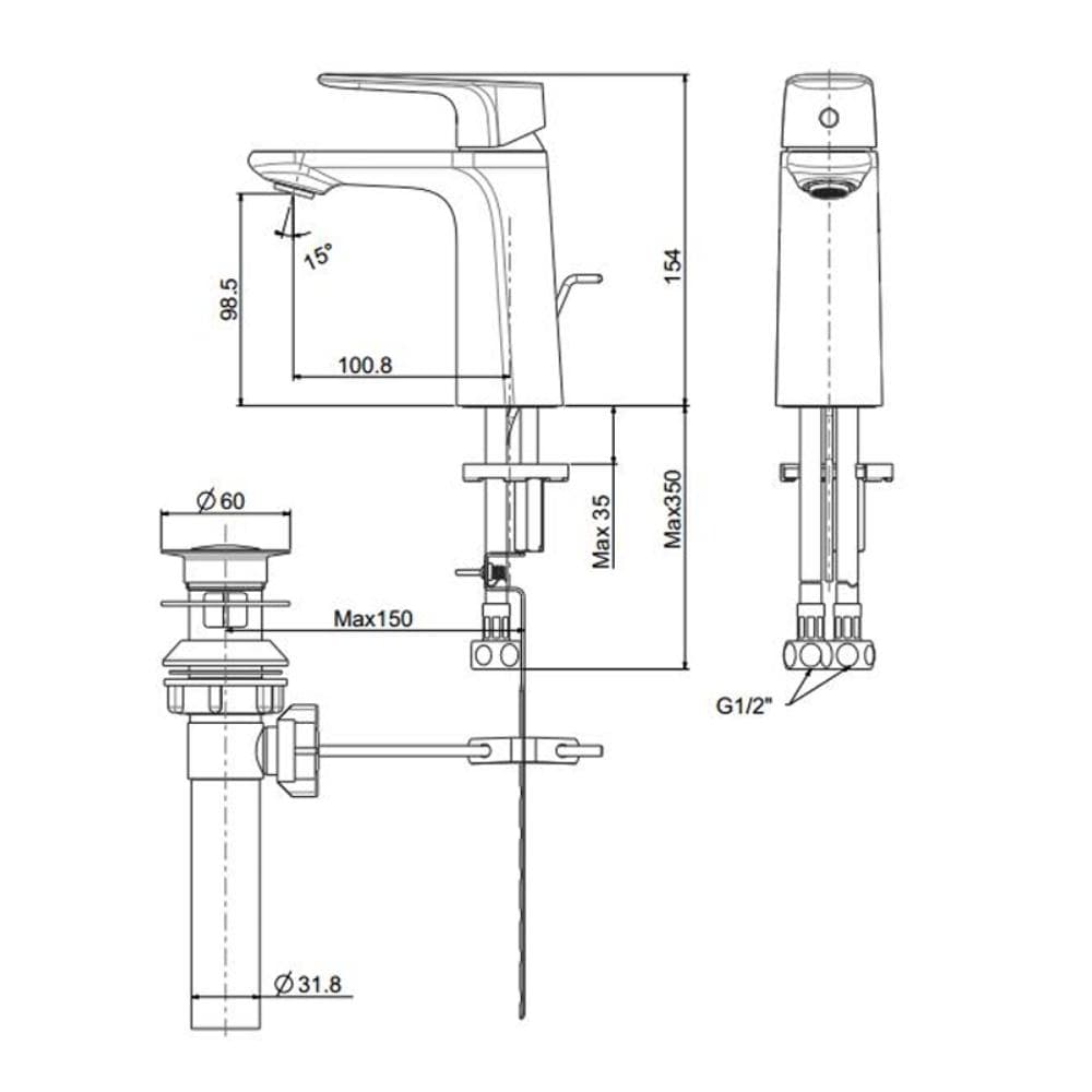 Vòi Lavabo Nóng Lạnh American Standard WF-1701WS Signature Màu Vàng Hồng