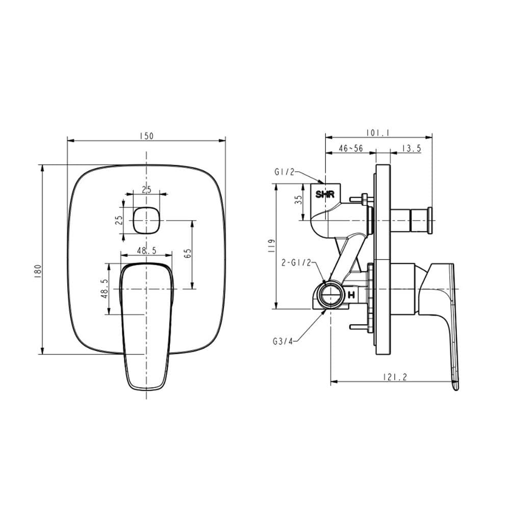 Vòi Tắm Sen Âm Tường American Standard WF-1721HG Âm Tường Signature Màu Xám Đen