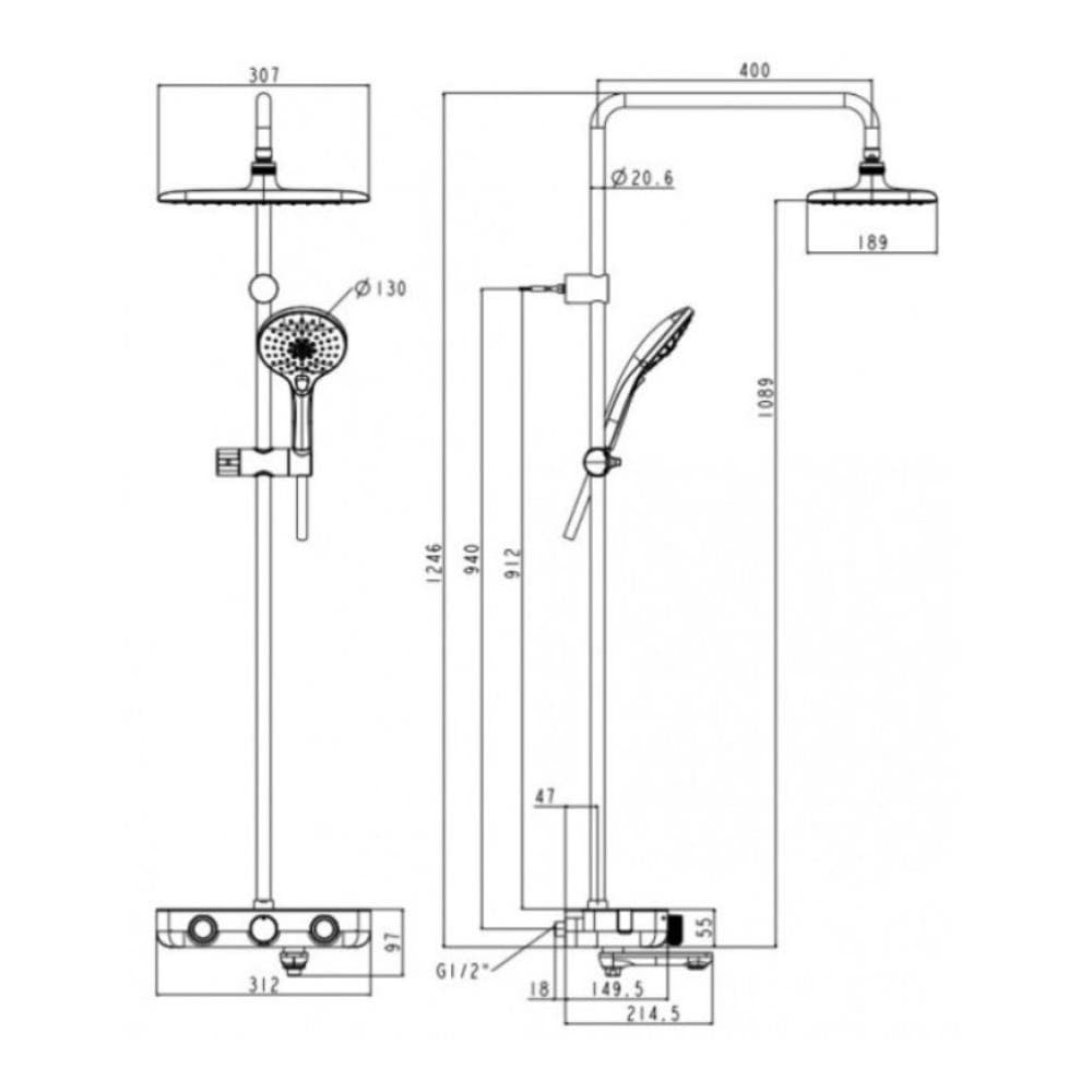 Bộ Sen Tắm Cảm Biến Nhiệt Độ American Standard WF-4956CS Màu Vàng