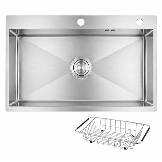 Chậu rửa chén inox Caesar 1 hộc 820x450mm lắp nổi KSH01H082SX