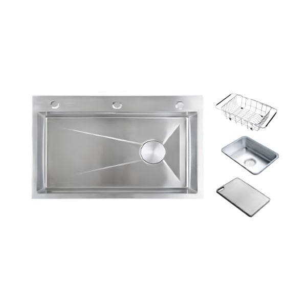 Chậu rửa chén inox Caesar 1 Hộc 750x460mm lắp nổi KSH01H075SX