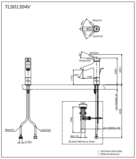 Vòi Lavabo TOTO TLS01304V nóng lạnh cổ cao - Ảnh 8