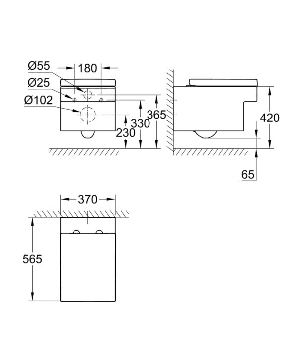 Bồn cầu treo tường, GROHE EUROCUBE - 39244000 - Ảnh 2
