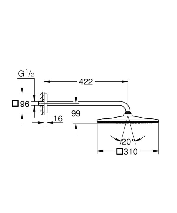 BÁT SEN TREO TƯỜNG VUÔNG GROHE - 26563000 - Ảnh 2