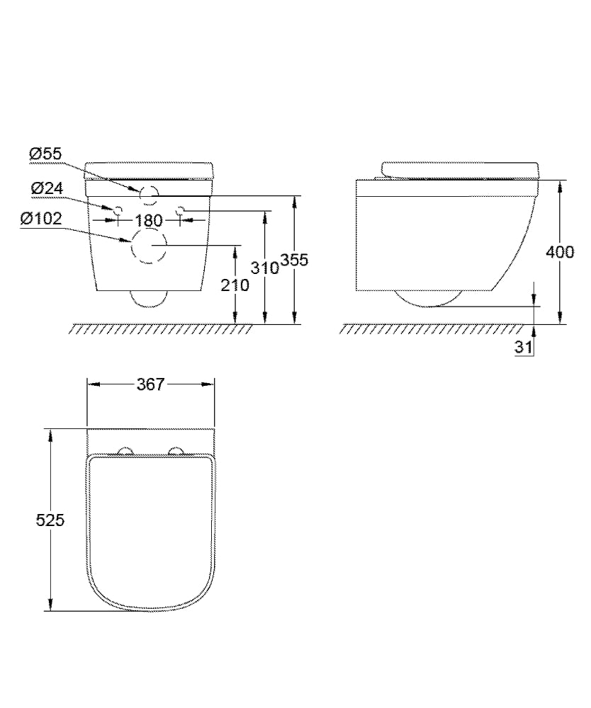 Bồn cầu treo tường, EUROSMART - 39205000 - Ảnh 2