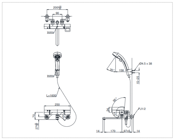 Sen tắm nhiệt độ, xả bồn Nhật Bản kèm bát sen TMGG40EW - Ảnh 2