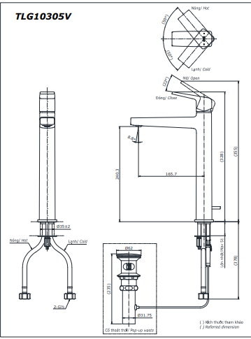 Vòi Lavabo TOTO TLG10305V Nóng Lạnh Cổ Cao - Ảnh 2