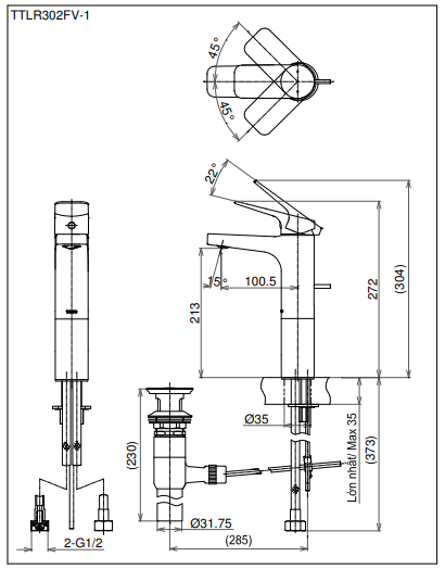 Vòi chậu nóng lạnh TTLR302FV-1 - Ảnh 4