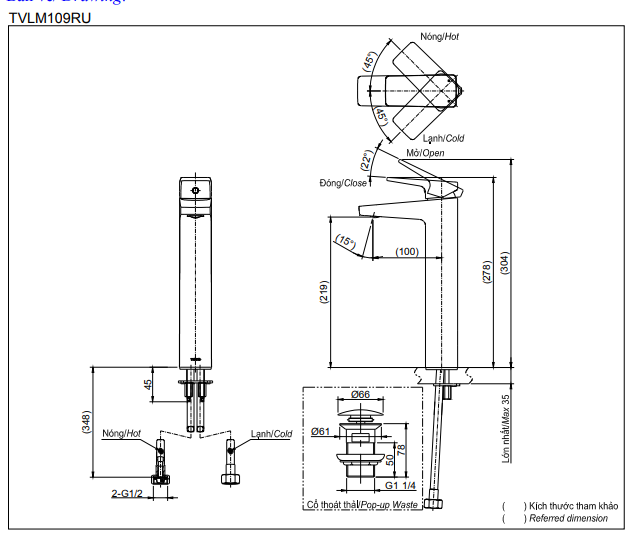 Vòi Lavabo Cổ Cao TOTO TVLM109RU Nóng Lạnh - Ảnh 2