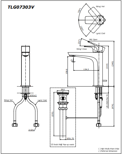 Vòi chậu nóng lạnh TLG07303V - Ảnh 4