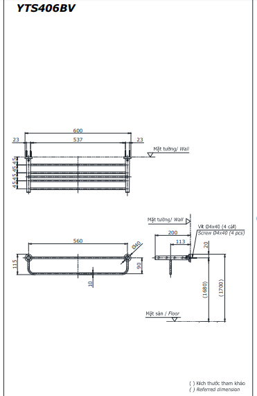 THANH TREO KHĂN 2 TẦNG TOTO - YTS406BV - Ảnh 4