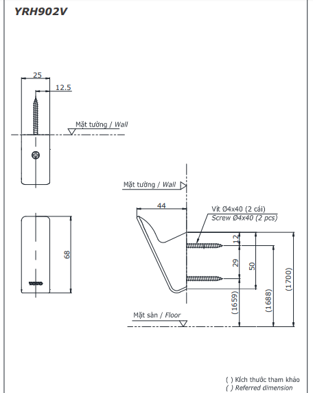 MÓC ÁO ĐƠN TOTO - YRH902V - Ảnh 2