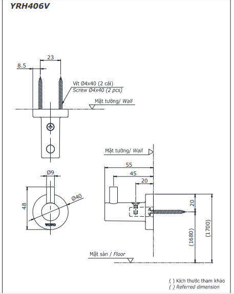 MÓC ÁO ĐƠN TOTO - YRH406V - Ảnh 2