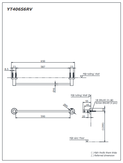 THANH TREO KHĂN ĐƠN TOTO - YT406S6RV - Ảnh 2