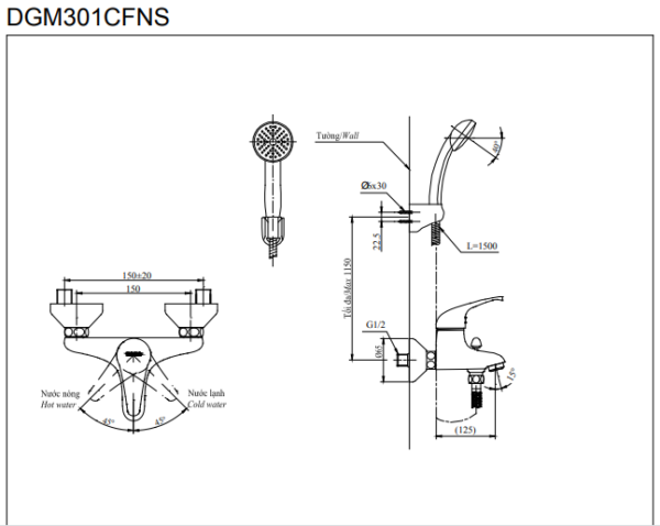 Sen tắm nóng lạnh DGM301CFNS - Ảnh 6