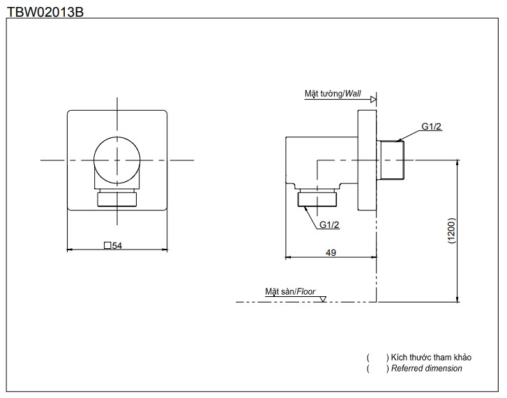 Cút nối tường TOTO - TBW02013B - Ảnh 2