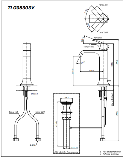 Vòi chậu nóng lạnh TLG08303V - Ảnh 2