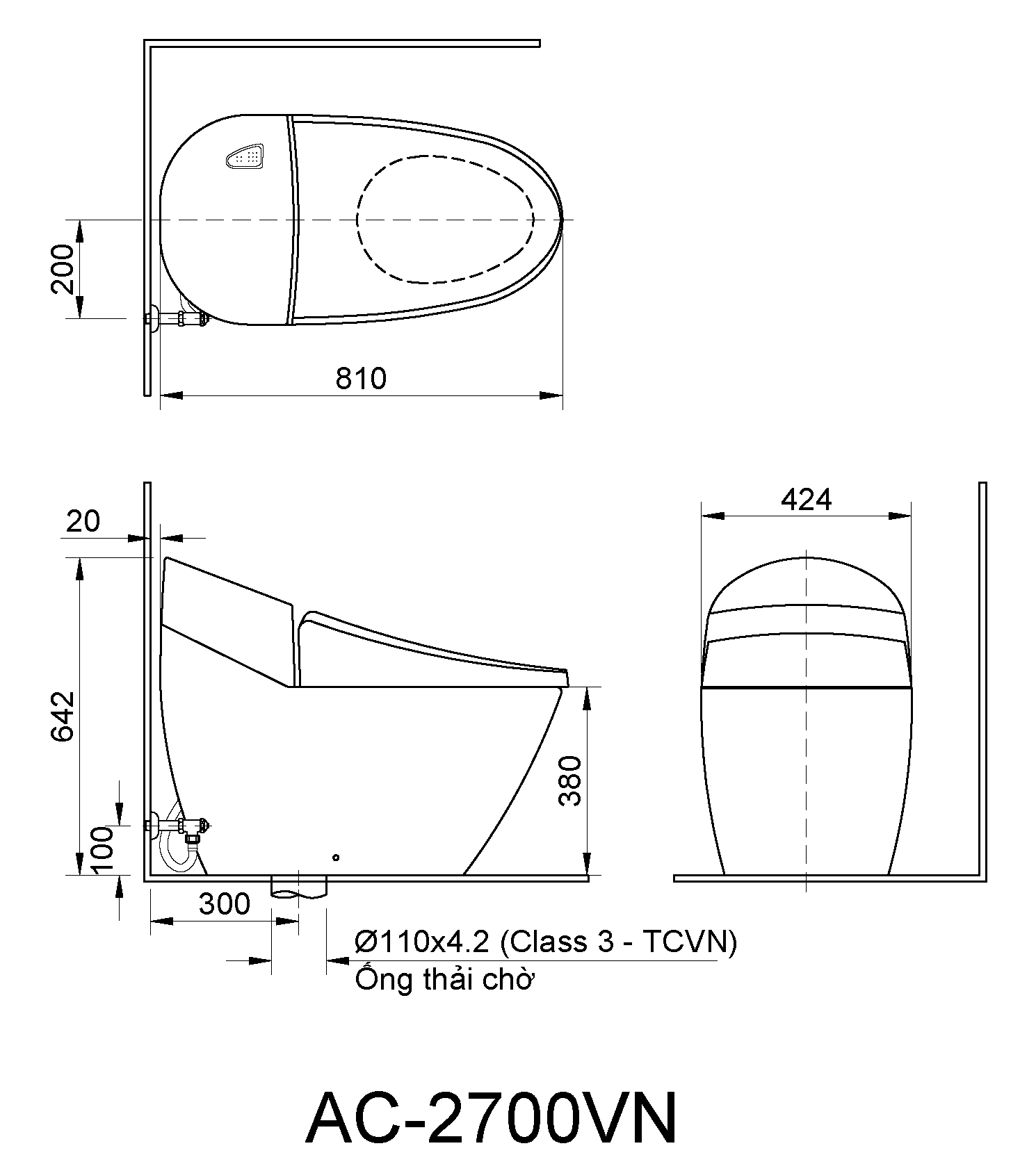 Bồn cầu 1 khối - AC-2700VN - Ảnh 2