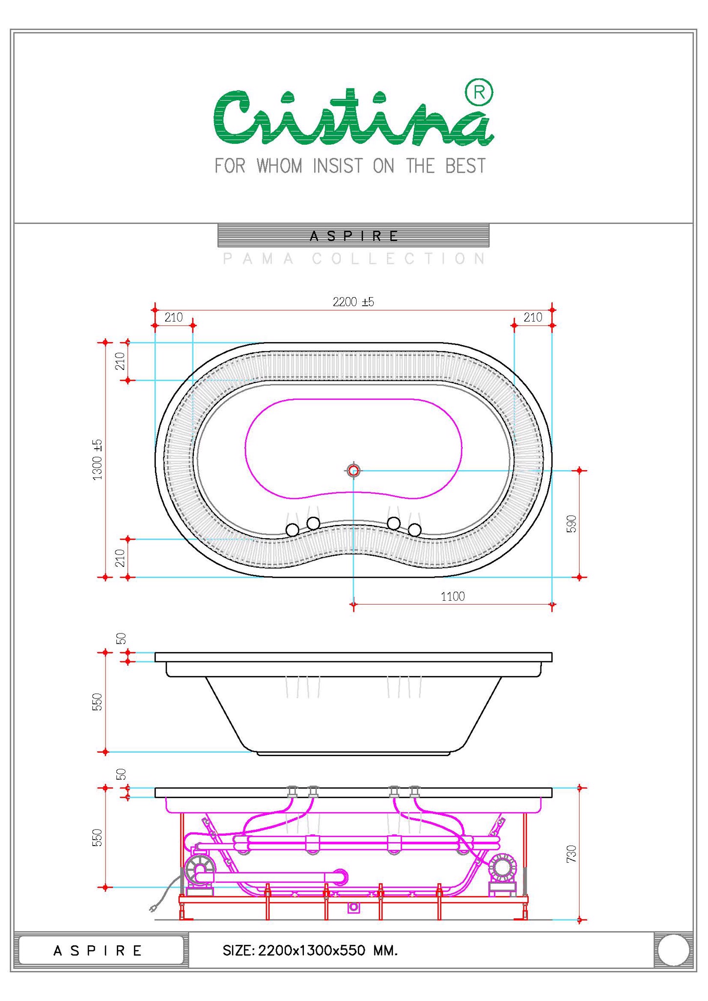 BỒN TẮM ÂM CRISTINA - ASPIRE - CT-AS 220130 - Ảnh 5