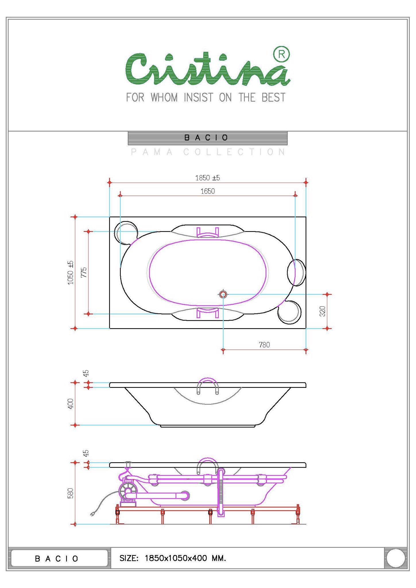 BỒN TẮM ÂM CRISTINA - BACIO - CT- 9010 - Ảnh 7