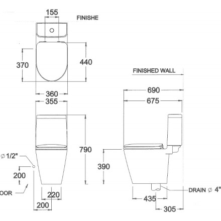 Bồn cầu hai khối, COTTO - C17027 - Ảnh 2