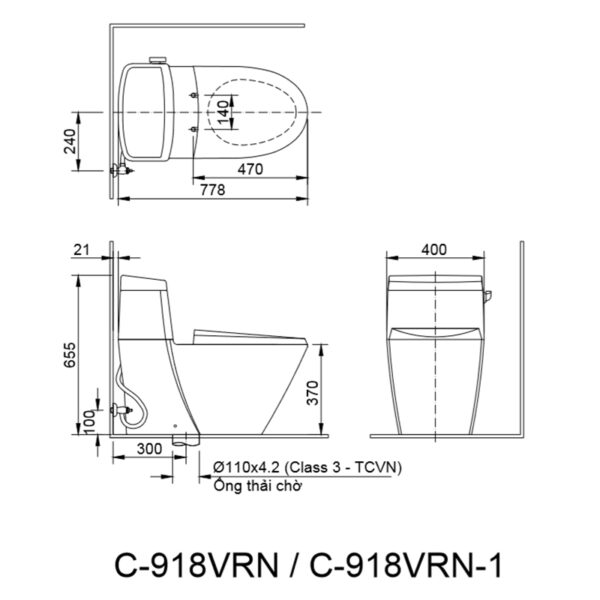 Bồn cầu 1 khối, nắp rửa cơ - INAX AC-918R+CW-S32VN - Ảnh 4