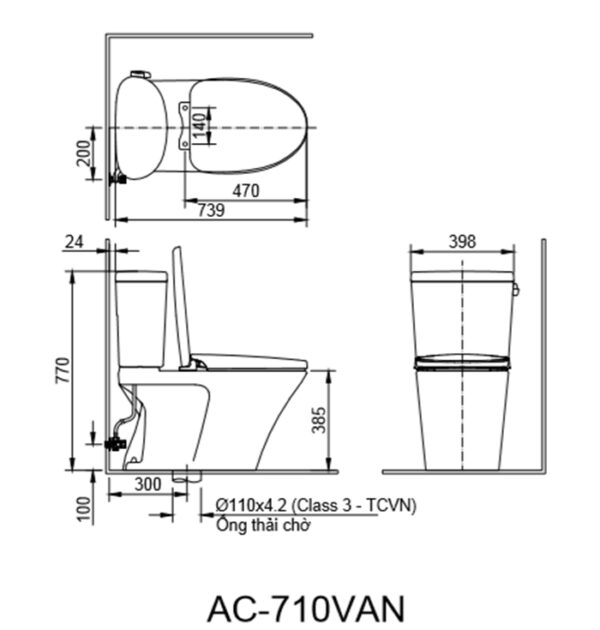 Bồn cầu hai khối nắp rửa cơ, INAX AC-710A+CW-S15VN - Ảnh 3