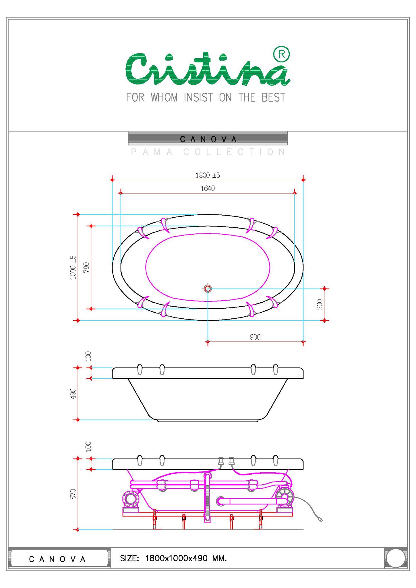 BỒN TẮM ÂM  CRISTINA - CANOVA - CT-CA 180100 - Ảnh 7