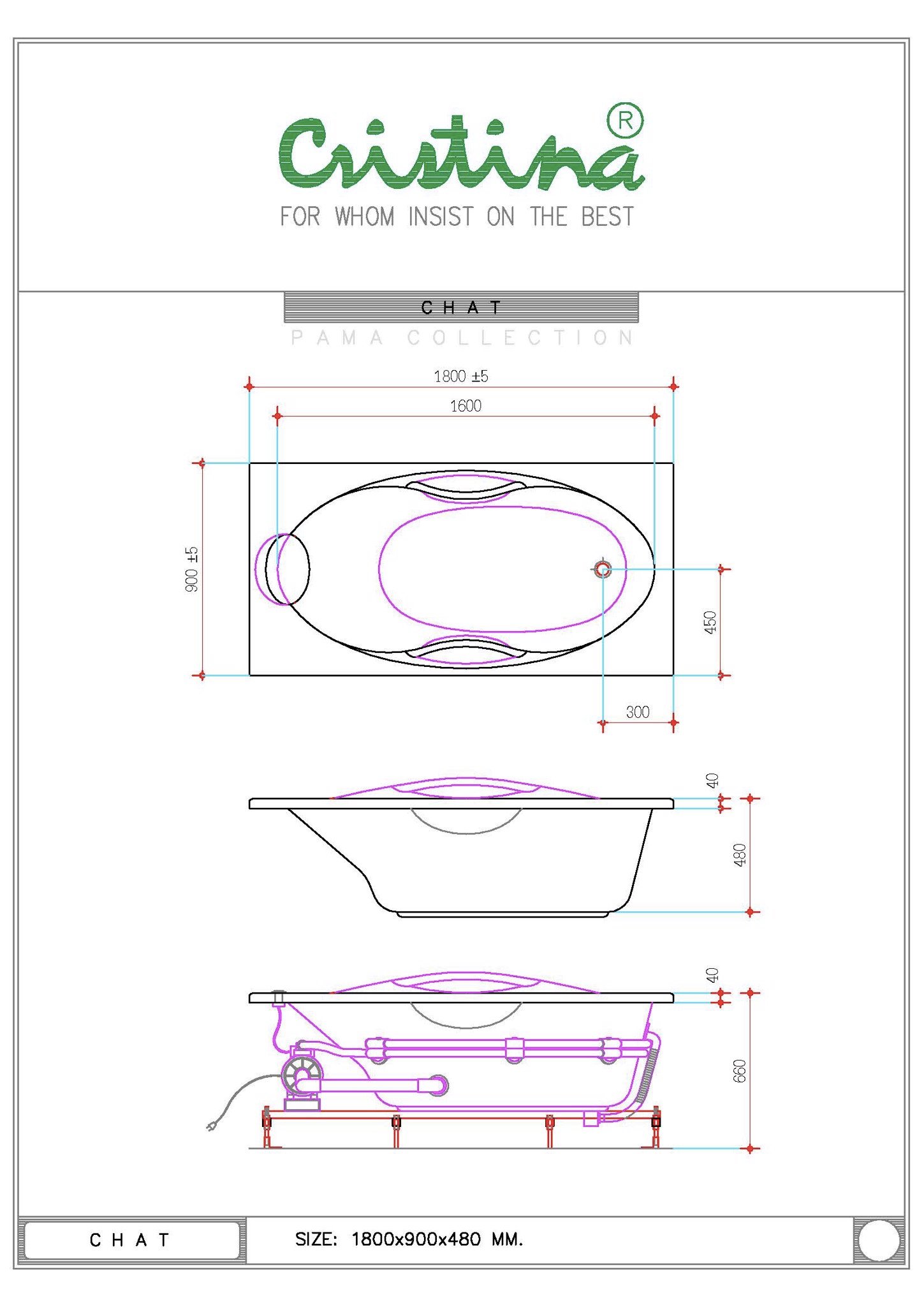BỒN TẮM ÂM CRISTINA - CHAT - CT-CH 180090 - Ảnh 7