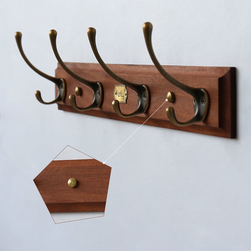 MÓC TREO ÁO ( ĐẾ GỖ VÀ ĐỒNG THAU) KANLY - GCG20E - Ảnh 2