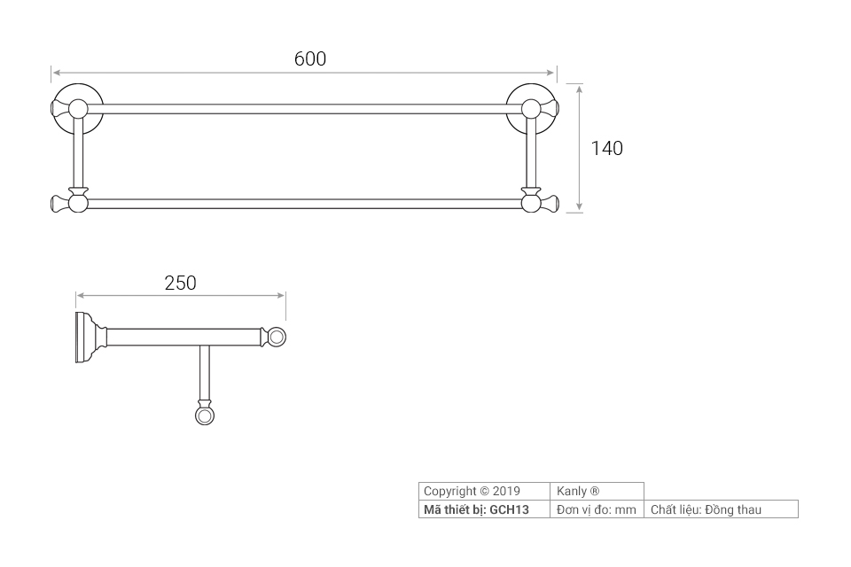 KỆ ĐỂ KHĂN BẰNG ĐỒNG KANLY - GCH13 - Ảnh 6