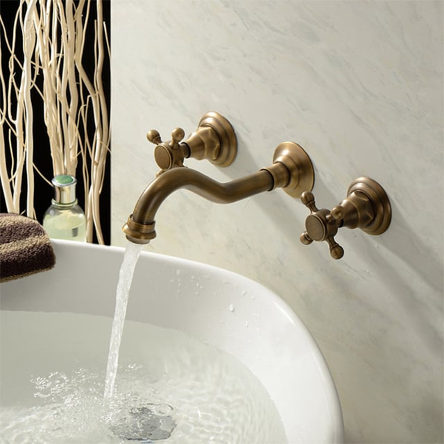 Vòi Lavabo âm tường nóng lạnh bằng đồng KANLY - GCT08 - Ảnh 2