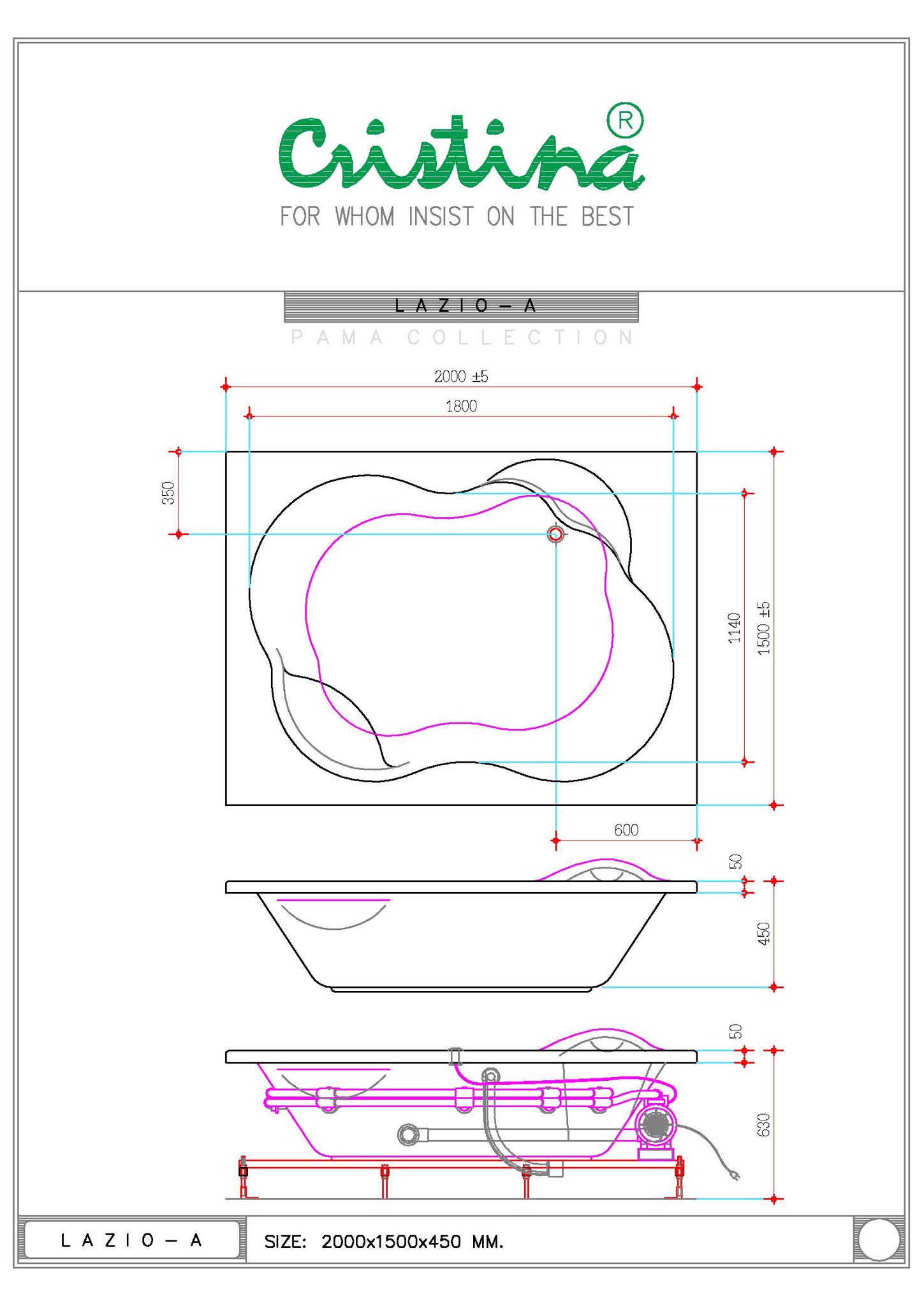 BỒN TẮM ÂM CRISTINA - LAZIO B - CT-LA-B 190110 - Ảnh 3