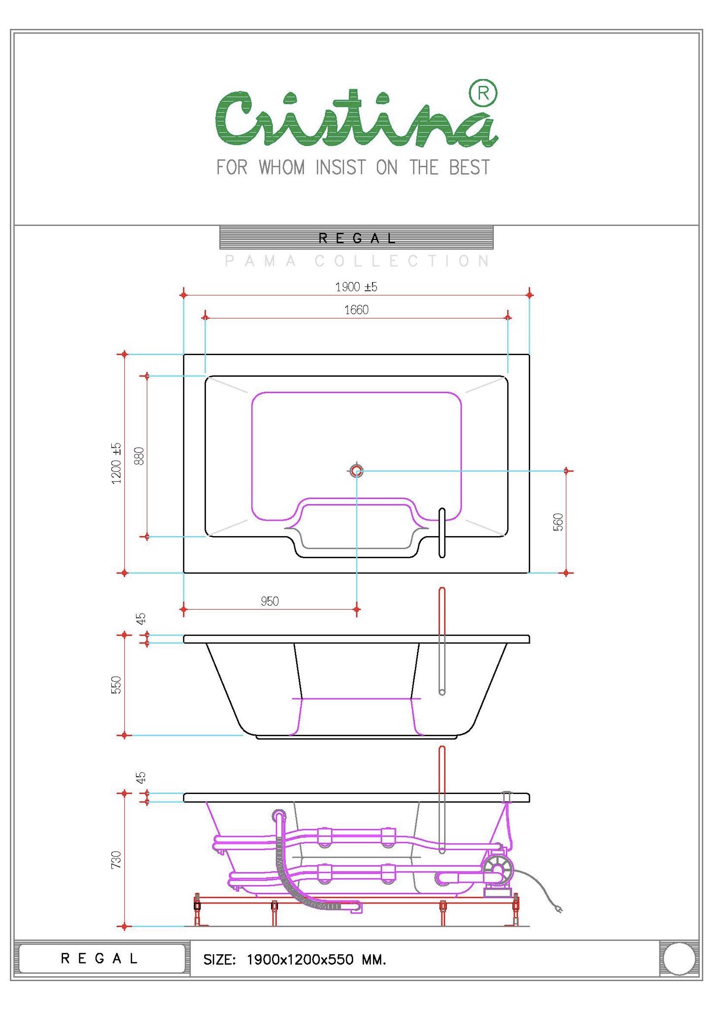 BỒN TẮM ÂM CRISTINA - REGAL - CT-RE190120 - Ảnh 5