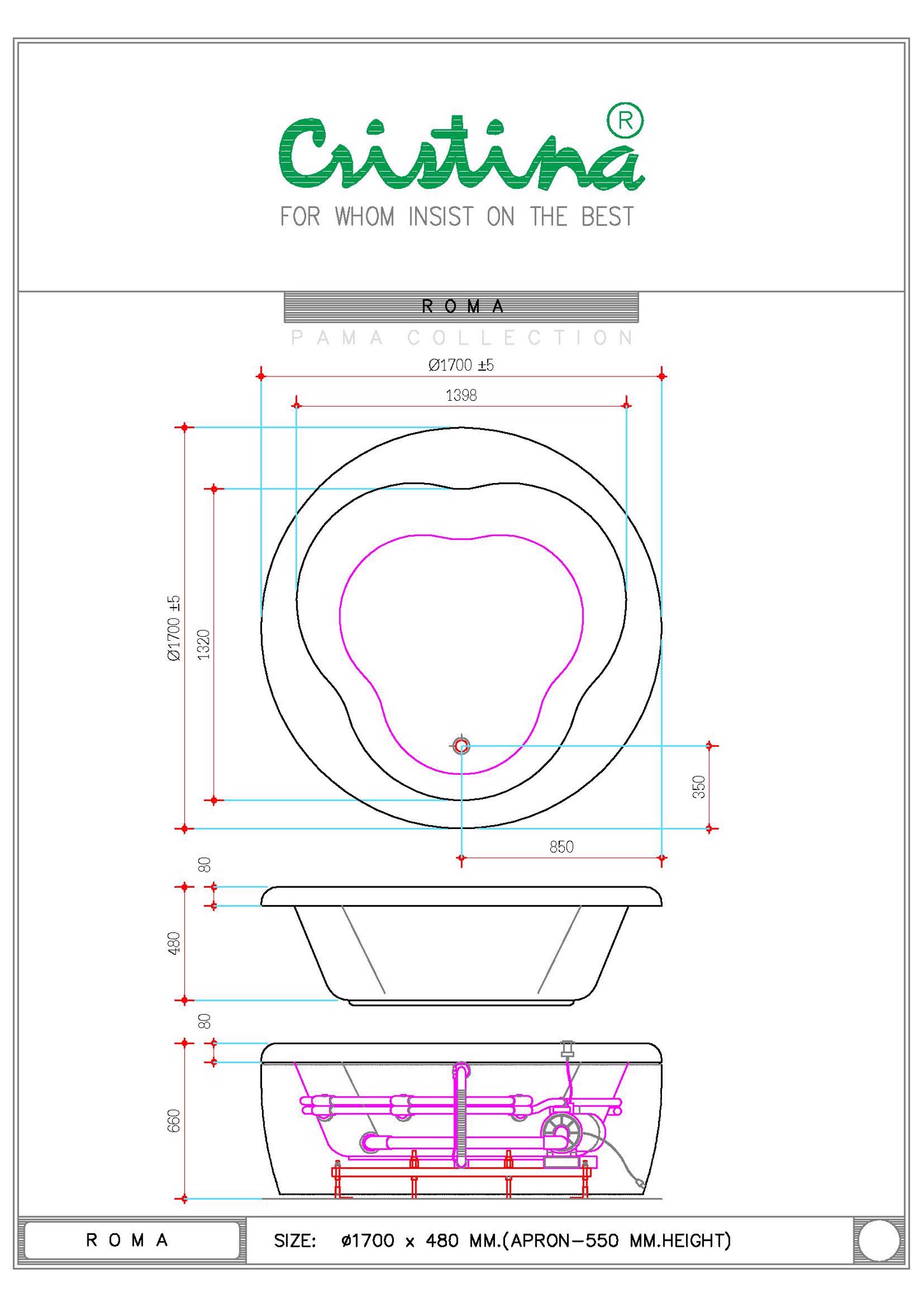 BỒN TẮM ÂM CRISTINA - ROMA - CT-RO170000 - Ảnh 3