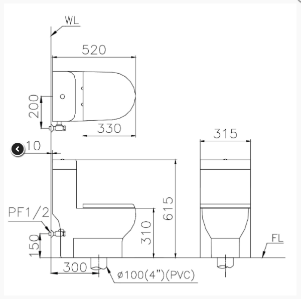 Bồn cầu trẻ em, một khối - C1352 - Ảnh 2