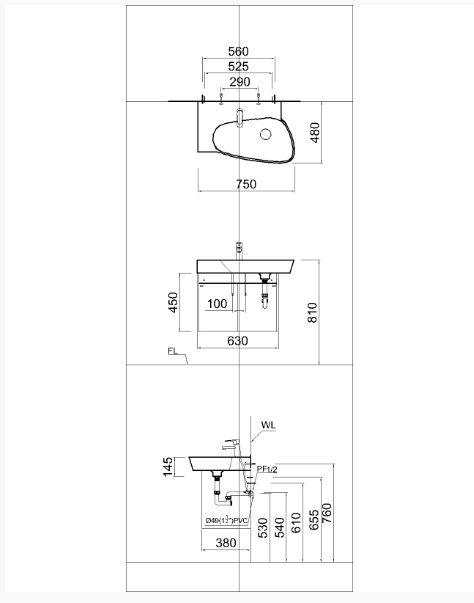 Lavabo + Tủ treo - LF5364 + EH05362AD - Ảnh 2
