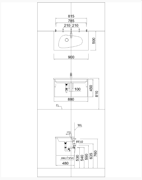 Lavabo + Tủ Treo - LF5368 + EH05368AD - Ảnh 2