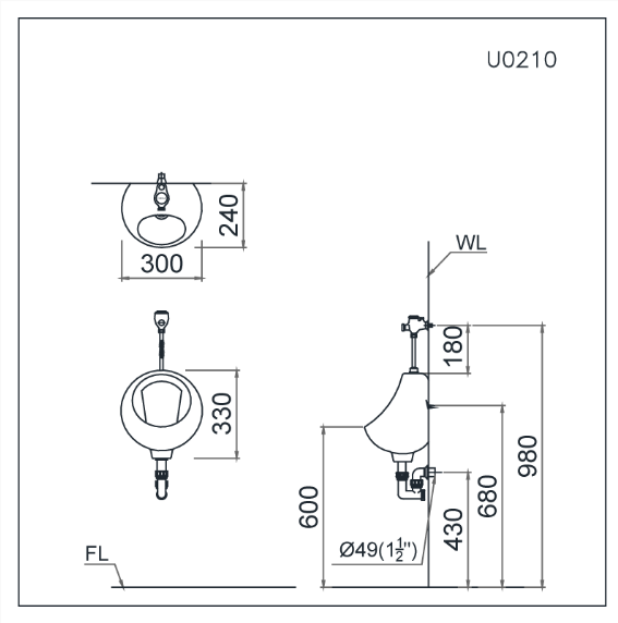 Bệ Tiểu Nam (Treo Tường) - U0210 - Ảnh 2
