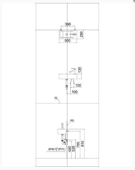 Lavabô Vuông Treo - LF5239S - Ảnh 2