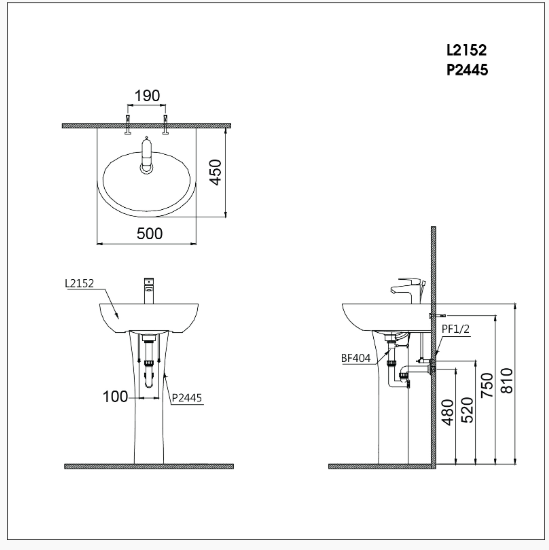 Lavabo Treo Tường - L2152 - P2445 - Ảnh 2