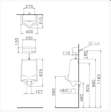 Bệ Tiểu Nam (Treo Tường) - U0240-A623 - Ảnh 4