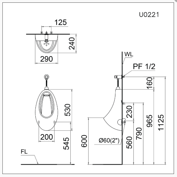 Bệ Tiểu Nam (Treo Tường) - U0221 - Ảnh 4